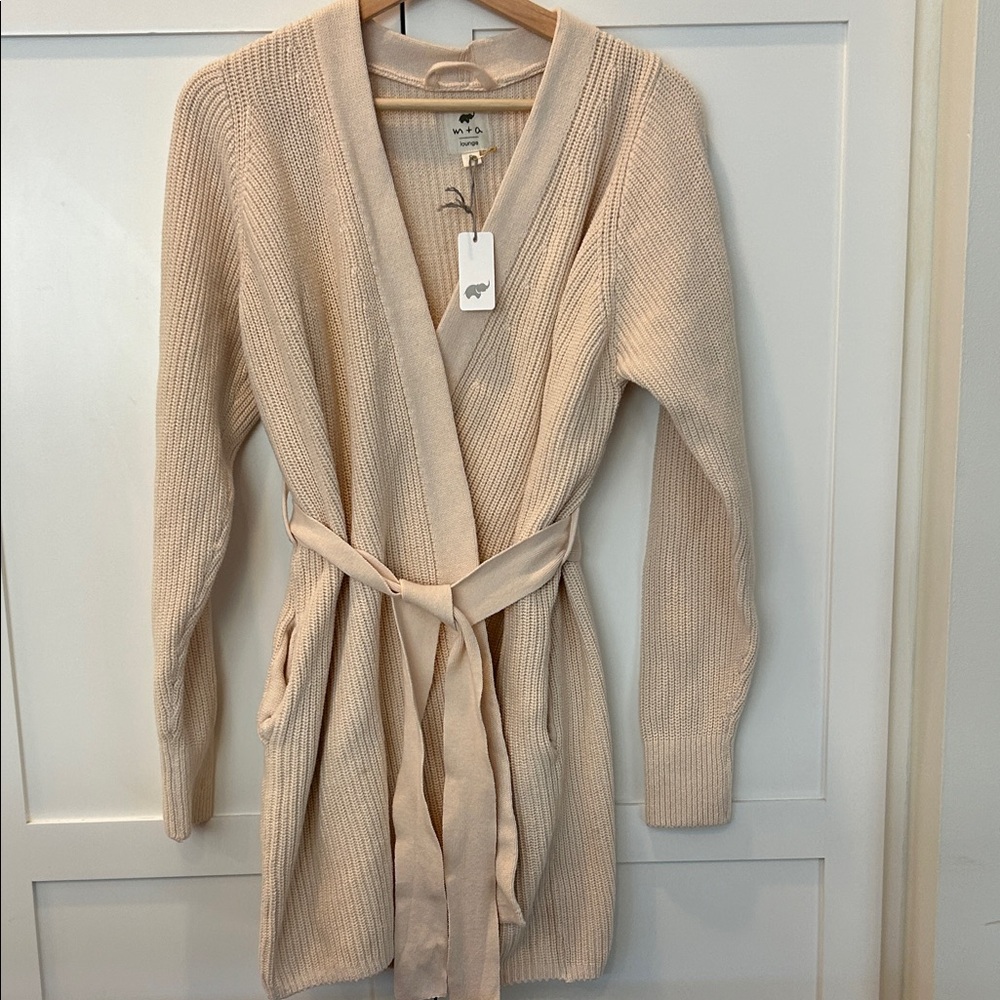 NWT MONICA AND ANDY - Cream Knit Belted Cardigan